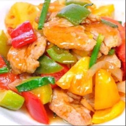 ข้าวหมูผัดเปรี้ยวหวาน