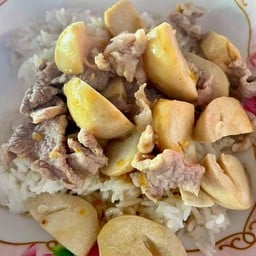 ผัดเห็ดฟางราดข้าว(เลือกเนื้อสัตว์ได้ค่ะ)