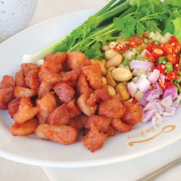 หมูส้มทอดราดข้าว