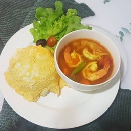 ข้าวไรซ์เบอรี่ไข่เจียว+แกงส้มผักรวมกุ้งสด
