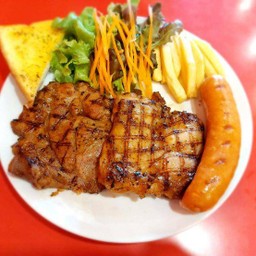หมูพริกไทยดำ(S)+ไก่ปังปัง+ไส้กรอกหมู