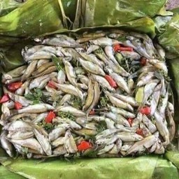 หมกปลาซิว+ข้าวเหนียว+ปลาร้าสับ