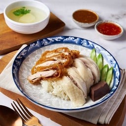 ข้าวมันไก่ตอน (ติดหนัง) + ไก่ทอด