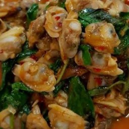 กระเพรา - หอยลาย_ ราดข้าว