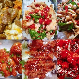 🍖ป้าลักตามสั่งข้าวหอมมะลิ💯+ไก่เกาหลีรสเด็ด  หมุทอด  ลูกชิ้นทอด🍗