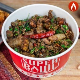 ข้าวกะเพราหมูกรอบผสมหมูสับ