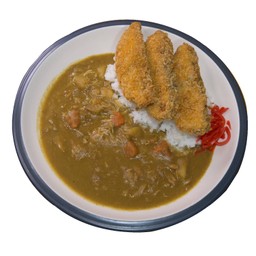 ข้าวแกงกระหรี่ปลาชุบแป้งทอด