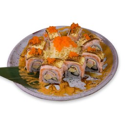 ข้าวห่อสาหร่ายแซลมอนท็อปชีสเบิร์นไฟ