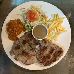 สเต็กหมู+หมู