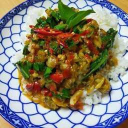 เมนูผัด พริกเผานมสด S ราดข้าว