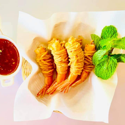 กุ้งพันหมี่ทอด