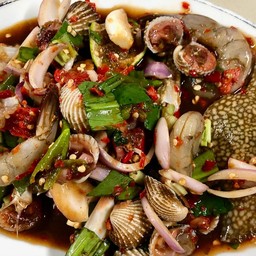 ยำหอยแครง+กุ้งสด+ปูม้าสด