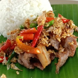 ข้าวหมูทอดพริกสด