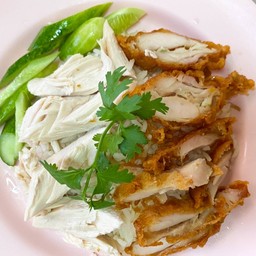 ข้าวมันไก่ตอนผสมไก่ทอด