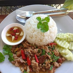 ข้าวหอมมะลิผัดกะเพราหมูสับ