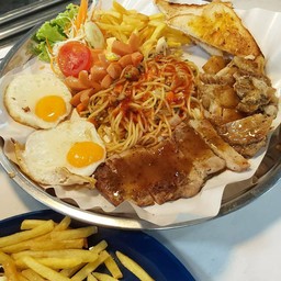สเต็กถาดเล็กหมู+ไก่