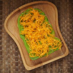 ขนมปังปิ้ง สังขยาใบเตย+ฝอยทอง