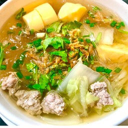 ต้มแกงจืดเต้าหู้ไข่หมูสับ 1 ชาม