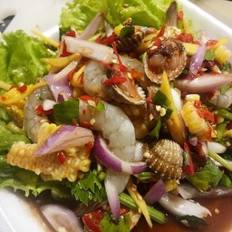 ยำหอยแครง+กุ้งสด