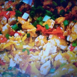 ข้าว+ไข่ เจียว คั่วพริกเกลือ