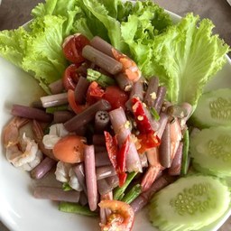 ตำสายบัวกุ้งสุกปลาร้า ไม่ใส่มะละกอ