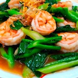 คะน้ากุ้ง(ราดข้าว)