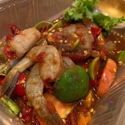 ตำเหลากุ้งสด