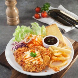 สเต็กไก่ทอดคริสปี้อบชีส