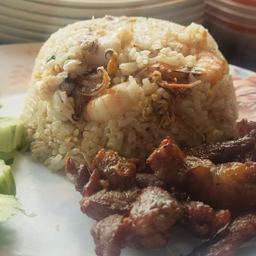 ข้าว2ใจข้าวผัดหมู+ เนื้อแดดเดียวติดมัน