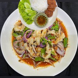 ชุดคู่เหลาตีนไก่&ข้าวหมูก้อนทอดกระเทียม