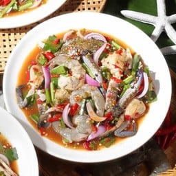 ยำปูม้า+กุ้งสด