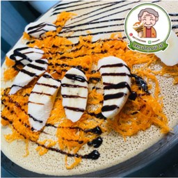 เครปกล้วยหอม ฝอยทอง ราดช็อก