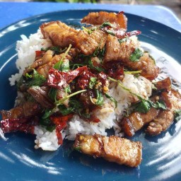 กะเพราป๊าดติโธ๊&น้ำลำใย