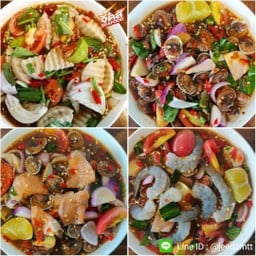 ยำหอยแครง + กุ้งสด