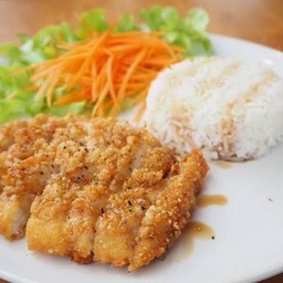 ข้าวหน้าปลาดอลลี่ทอด + มิโซะซุป