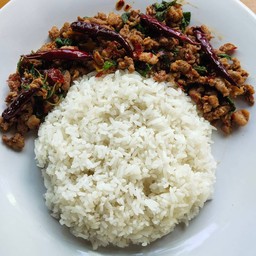 ข้าวกะเพราะเป็ด พริกทอด
