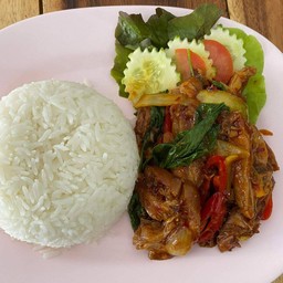 ข้าวราดผัดพริกเผาขาหมู