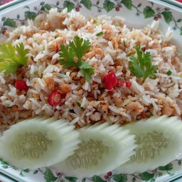 ข้าวผัดไข่+หมูสับคั่วพริกเกลือ