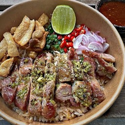 ข้่าวผัดกากหมู คอหมูย่าง