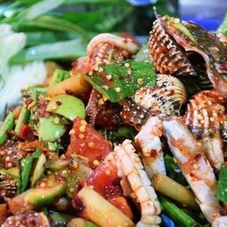 ตำหอยแครงกุ้งสด