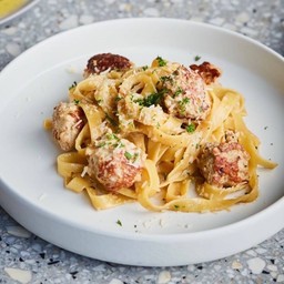 Creamy Tagliatelle with Pork Meatballs