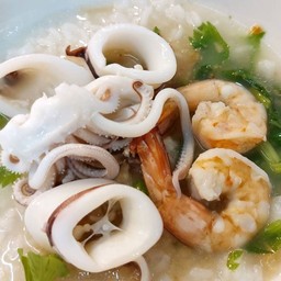 ข้าวต้มหมึกสด+กุ้ง