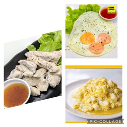 เซ็ทอกไก่นุ่ม+ไข่ข้น 3 ฟองหรือไข่ดาวไร้มัน3 ฟอง เสริมโปรตีน
