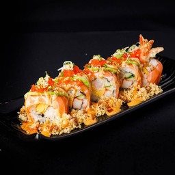 Ebi ten salmon roll 5pc.