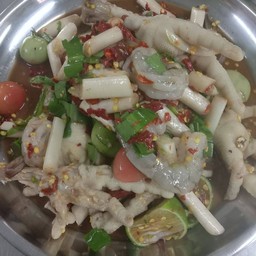 ตำไหลบัวกุ้งสดตีนไก่