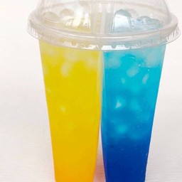 แก้ว 1 ลิตร โซดา2 ใจ ส้ม+บลูโซดา