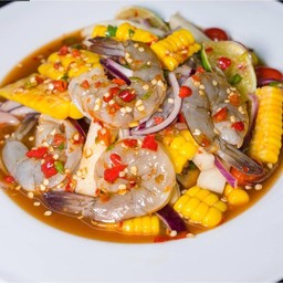 ยำข้าวโพดกุ้งสด