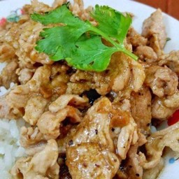 หมูกระเทียม กับข้าว