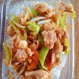 ผัดพริกอ่อนราดข้่าว