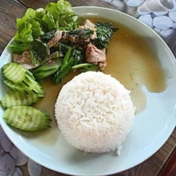 ผัดคะน้าราดข้าว